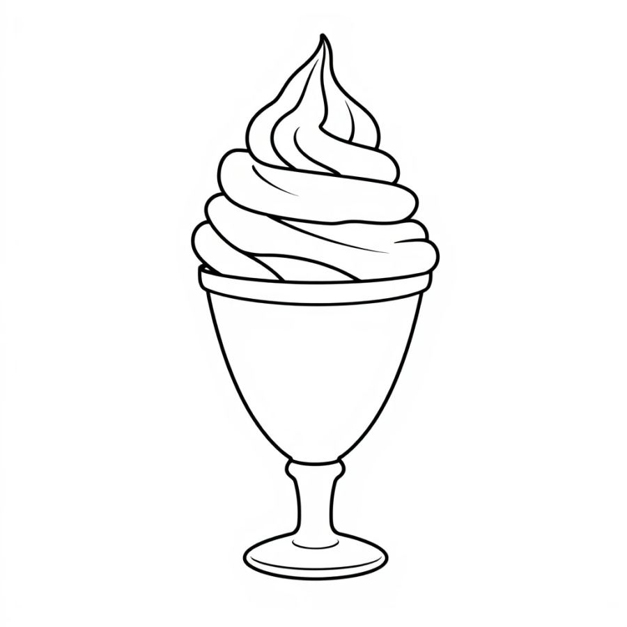 Ice Cream With Whipped Cream Coloring Page