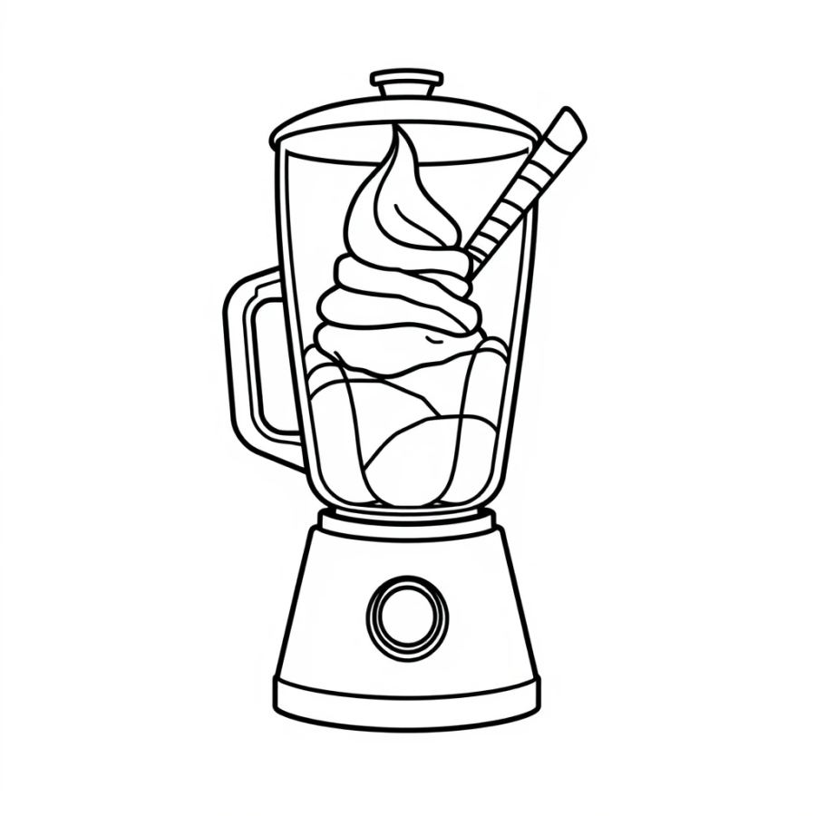 Ice Cream In Blender Coloring Page