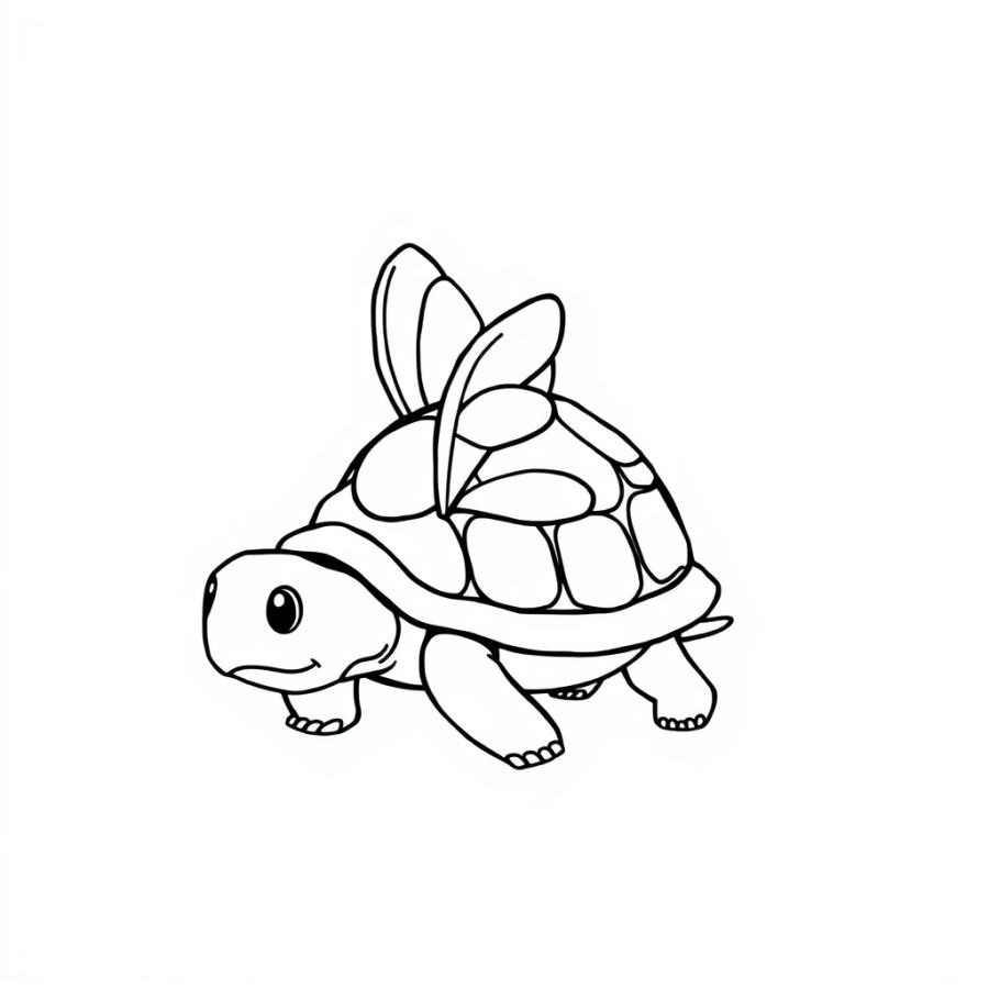 Fairy Turtle With Wings Coloring Page