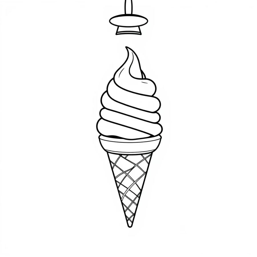 Ice Cream Under A Spotlight Coloring Page
