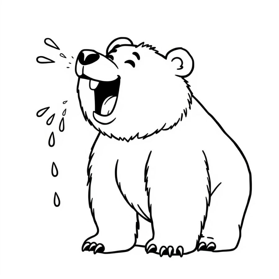 Splash Time! Shaking Grizzly Bear Coloring Page