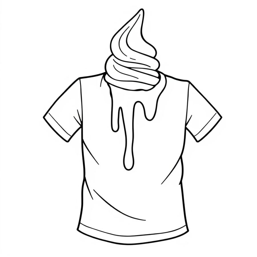 Ice Cream Dripping On Shirt Coloring Page