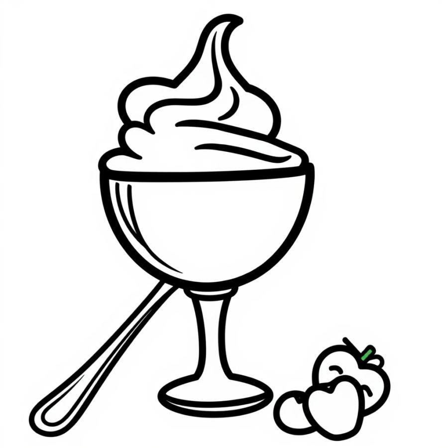 Ice Cream Next To Spoon Coloring Page
