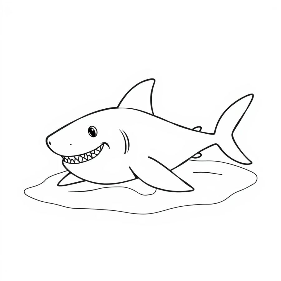 Shark Resting On Warm White Sand Coloring Page