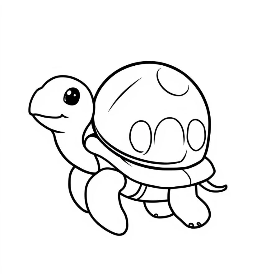 Cute Astronaut Turtle Coloring Page
