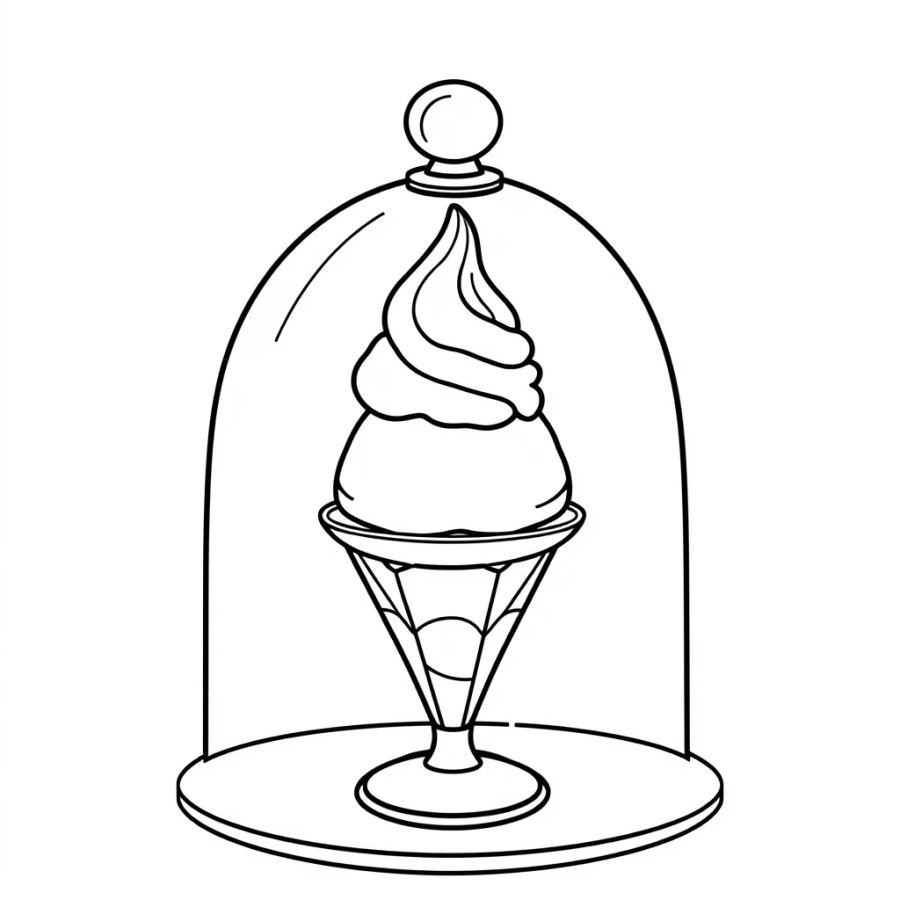 Ice Cream Under A Glass Dome Coloring Page