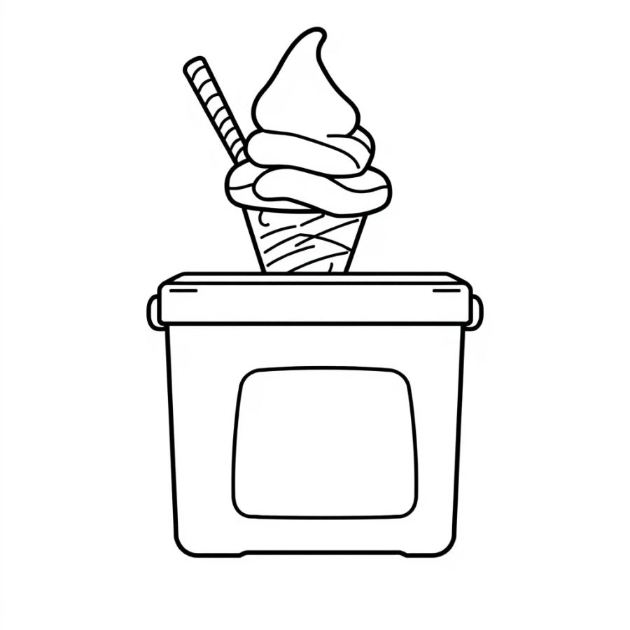 Ice Cream On Cooler Box Coloring Page