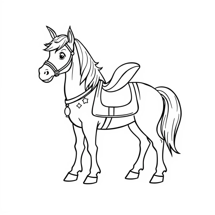 Horse Dressed Up As A Magical Show Pony Coloring Page