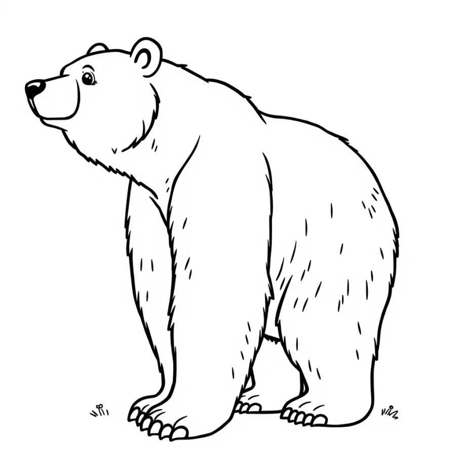 Mighty Standing Grizzly Bear Coloring Page