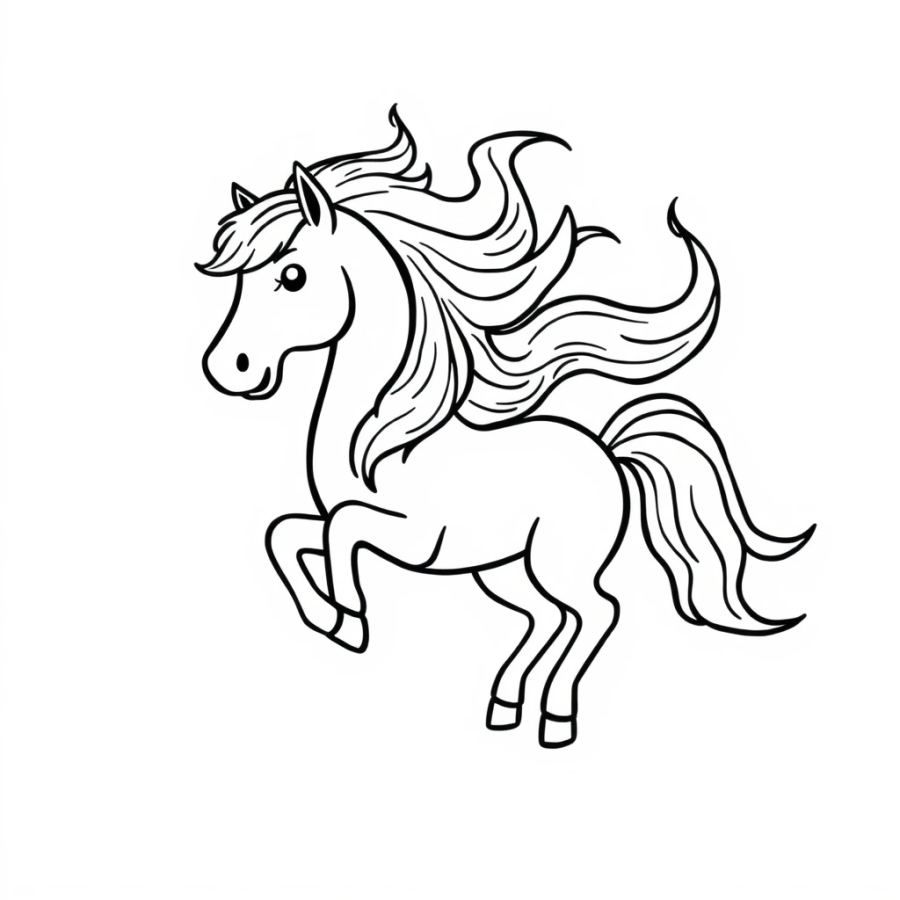 Horse With A Mane Made Of Dancing Flames Coloring Page
