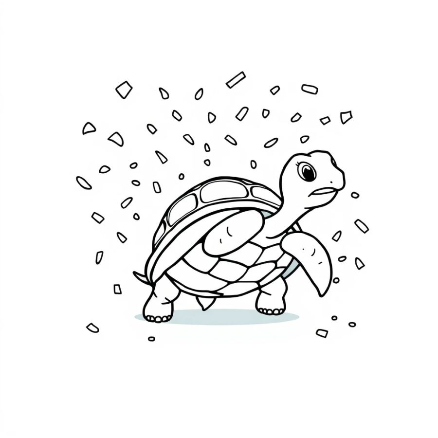 Turtle Popping Confetti Coloring Page