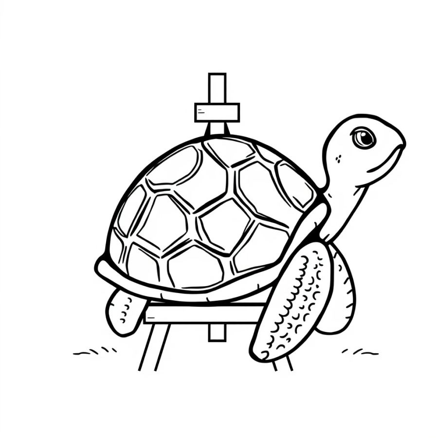 Turtle Painting A Canvas Coloring Page