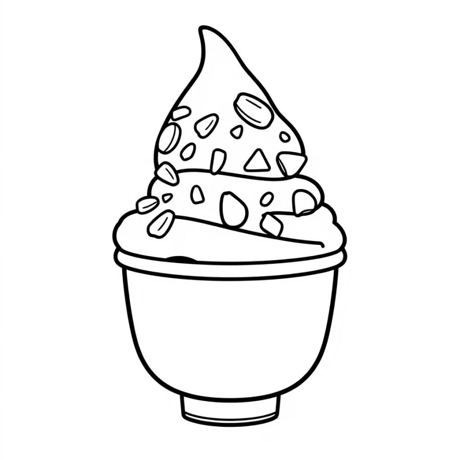 Ice Cream With Crushed Nuts Coloring Page