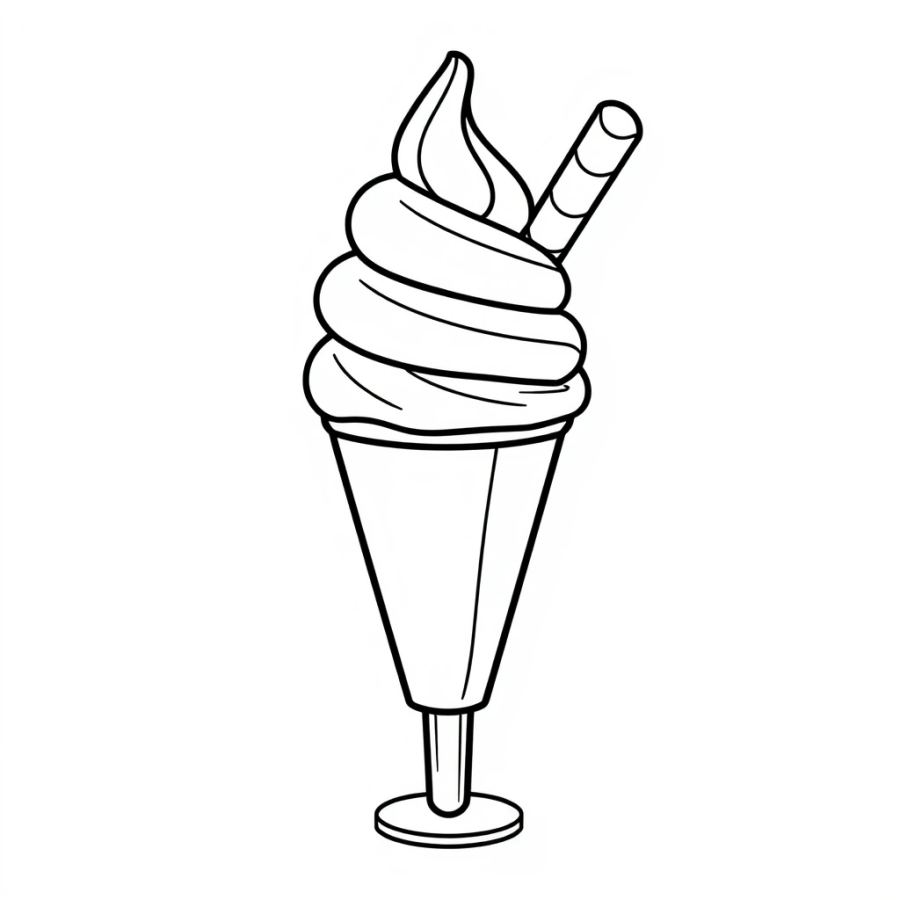 Ice Cream With Wafer Stick Coloring Page