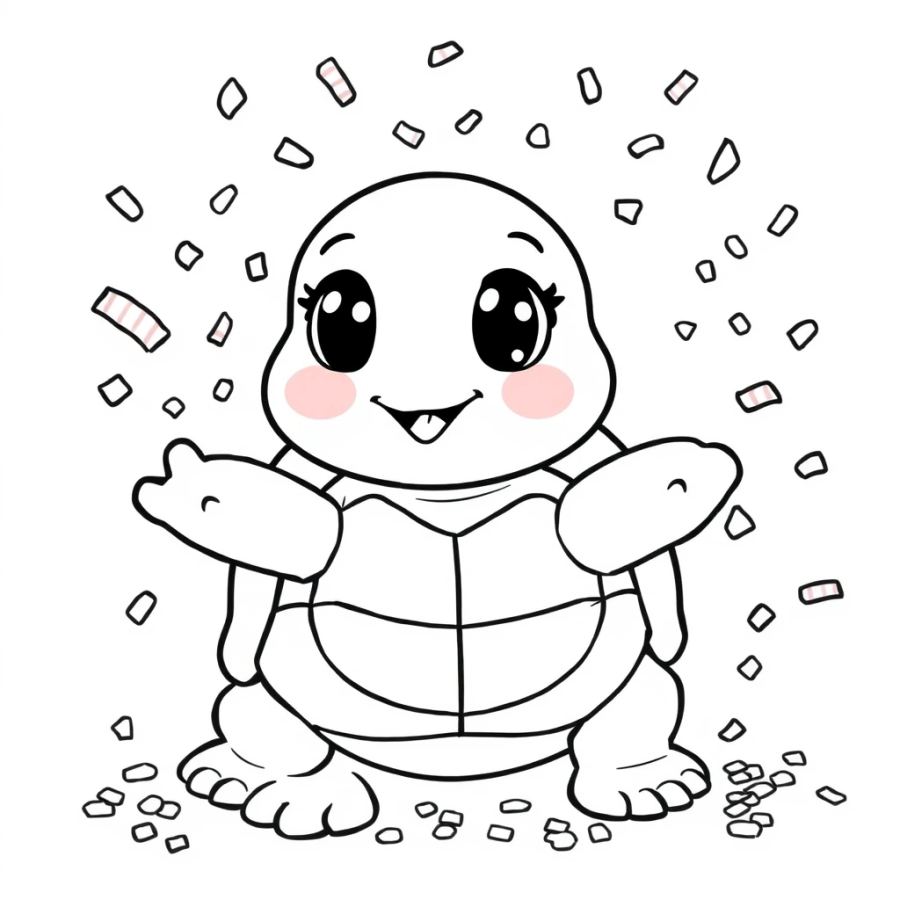 Turtle Popping Confetti Coloring Page