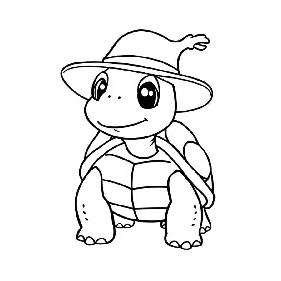 Turtle Wearing A Hat Coloring Page
