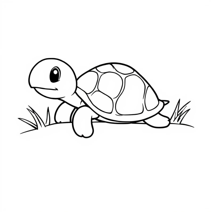 Turtle Playing Hide And Seek Coloring Page