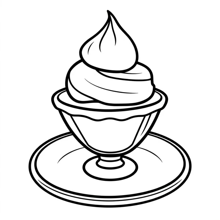 Ice Cream On Dessert Plate Coloring Page