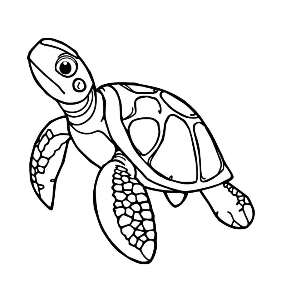 Tropical Island Turtle Coloring Page