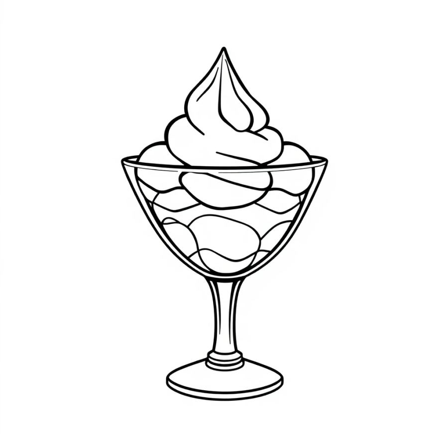 Ice Cream In Glass Bowl Coloring Page