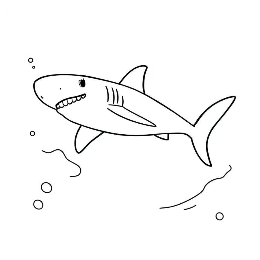Shark Gliding Through A Freezing Sub-Zero Ocean Current Coloring Page