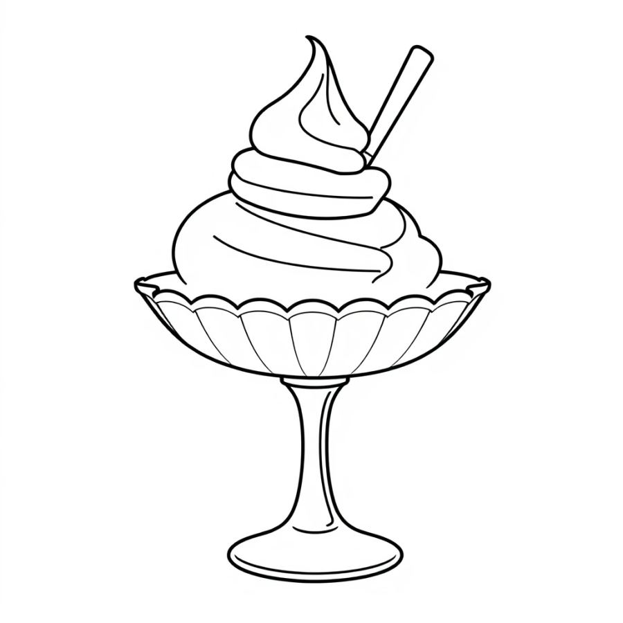 Ice Cream On A Cake Stand Coloring Page
