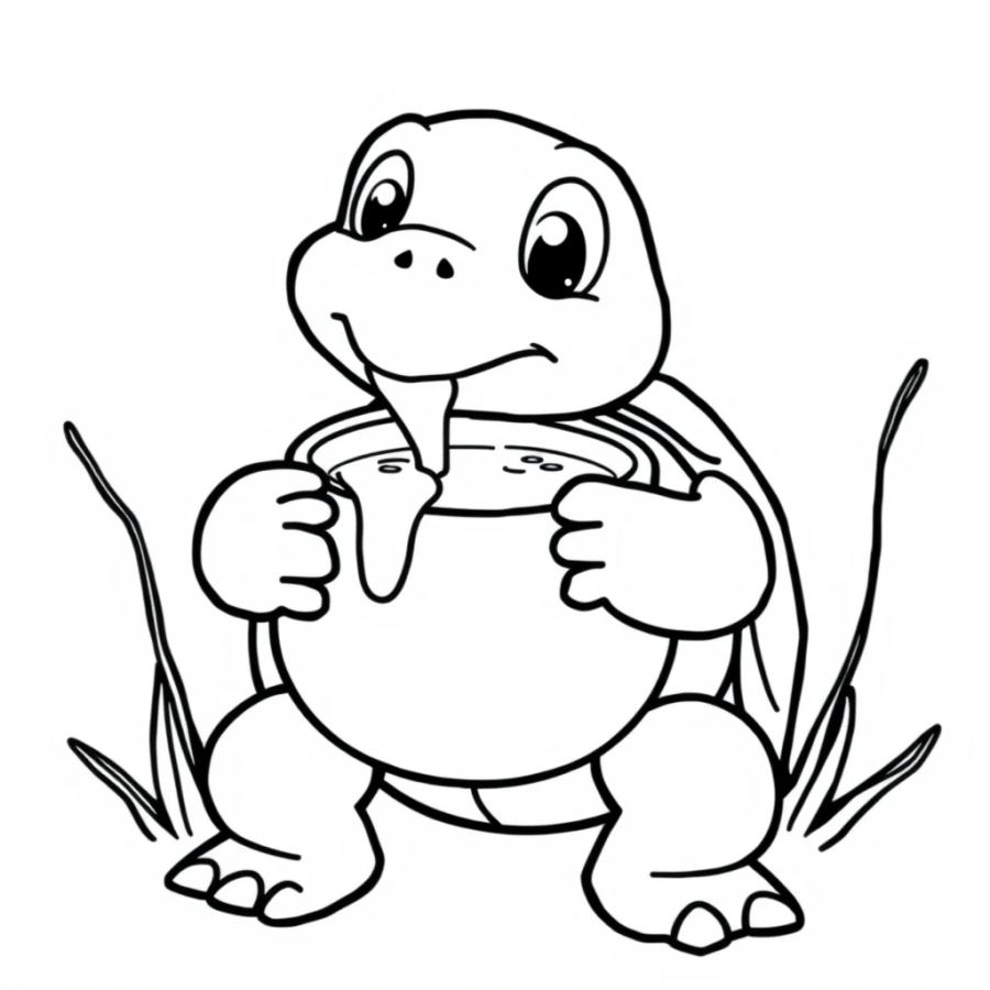 Turtle Drinking Hot Cocoa Coloring Page