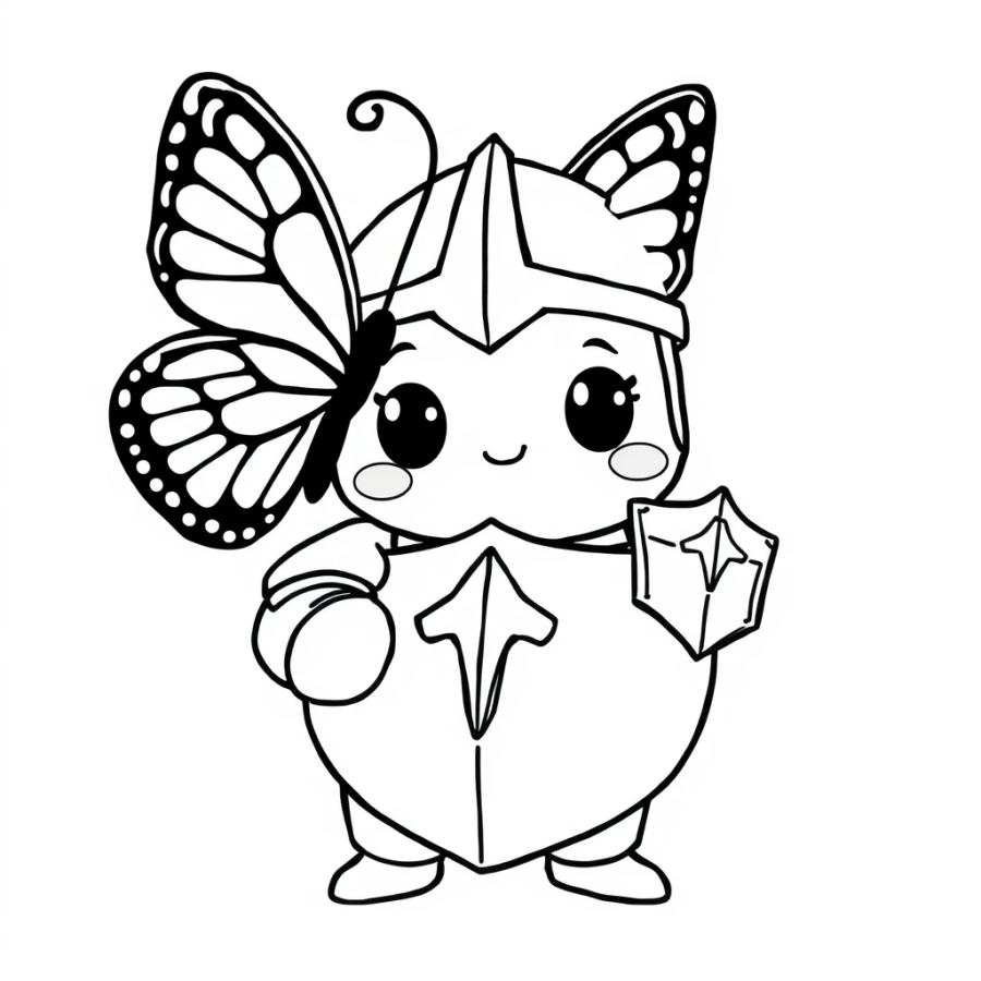 Butterfly Fluttering Around A Knight’s Shiny Armor Coloring Page