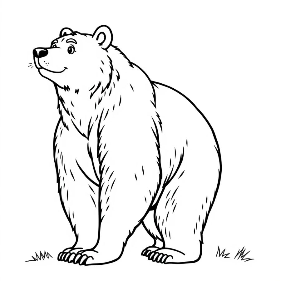 Mighty Standing Grizzly Bear Coloring Page