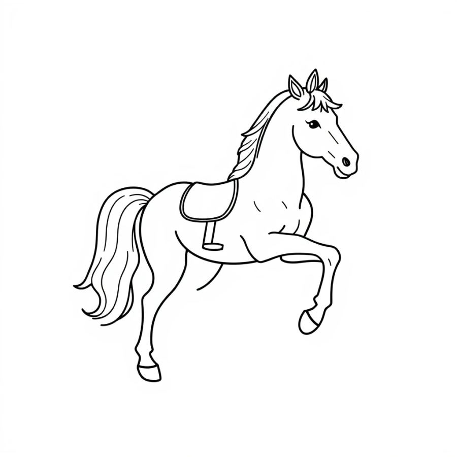 Horse Performing An Elegant Dressage Dance Step Coloring Page