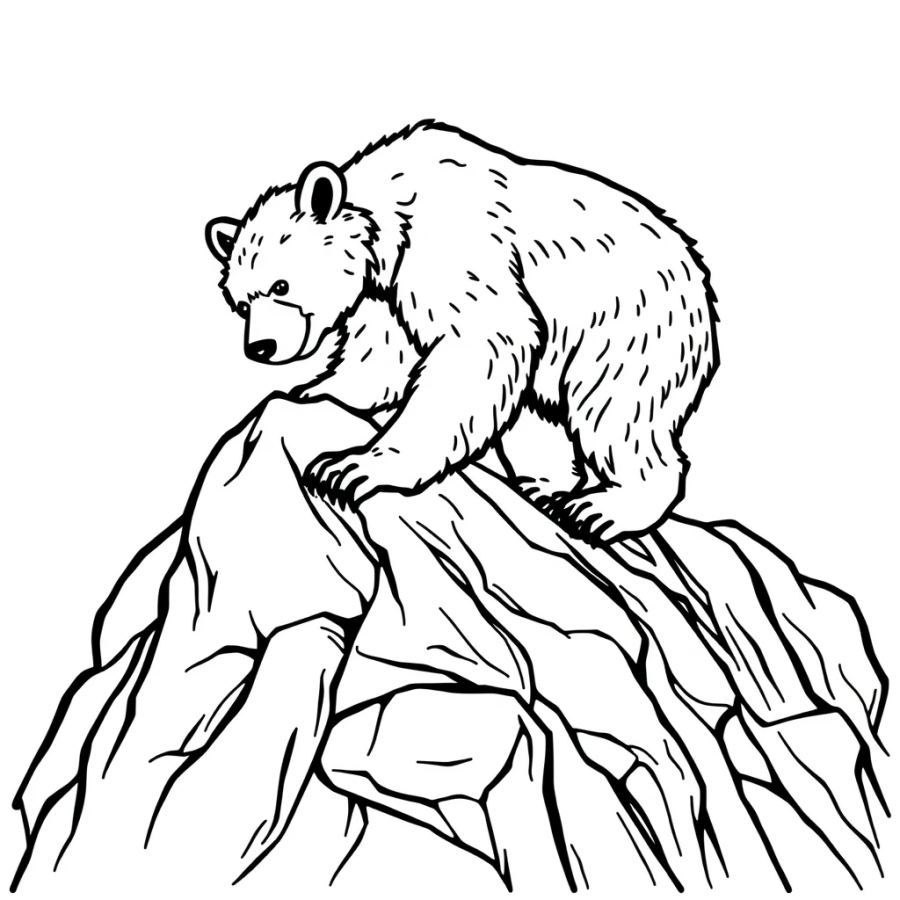 Agile Grizzly Bear Mountain Climb Coloring Page