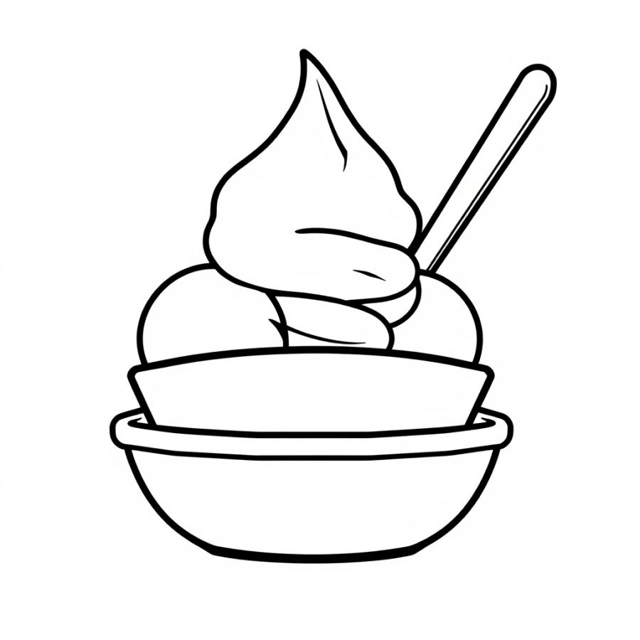 Ice Cream In Ceramic Dish Coloring Page