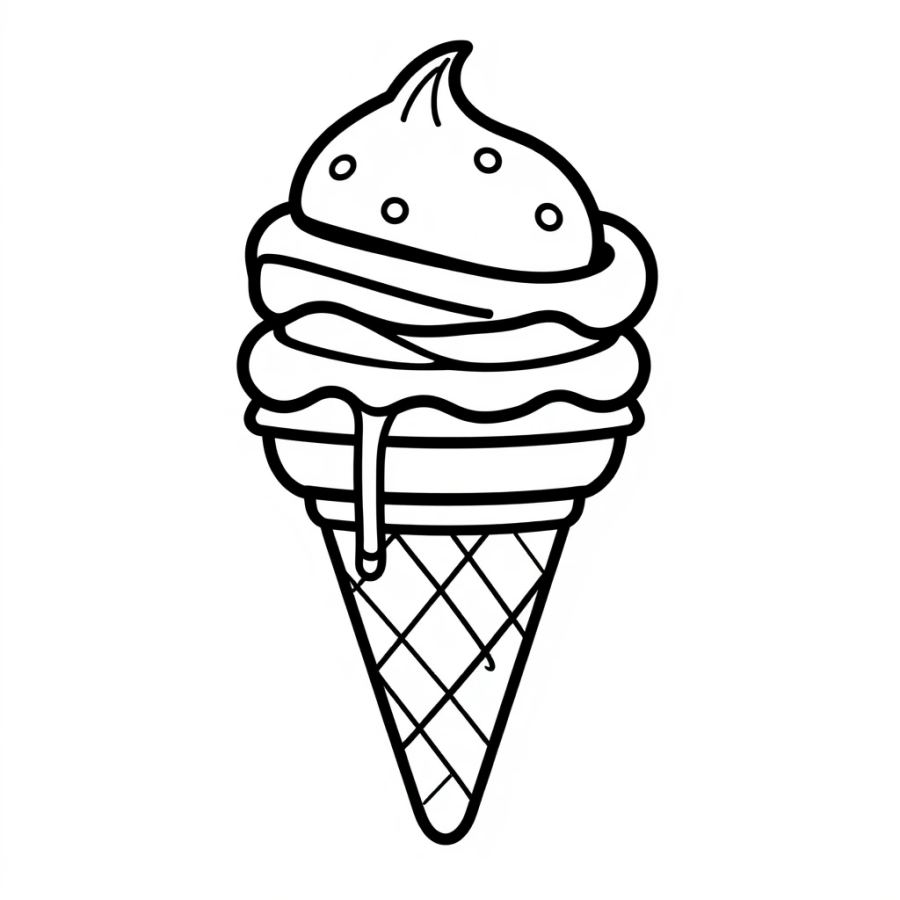Ice Cream Dripping Down Cone Coloring Page